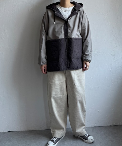 LBC（エルビーシー） ブルゾン アウター 配色切り替えキルトアウター