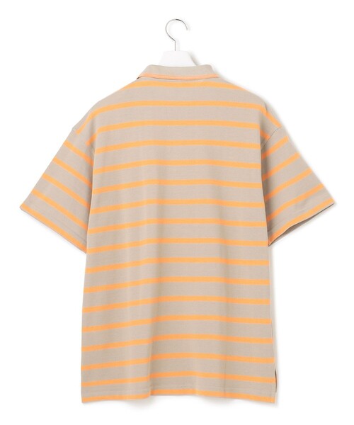 新品タグ付 J.PRESS ポロシャツ L ボーダー 茶 ブルドッグ 日本製現行 J.PRESS YORK STREET ポロシャツ 「UNISEX」鹿の子ボーダー ワン