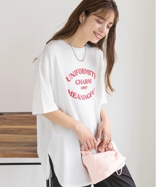 ad thie（アドティエ） tシャツ 半袖 裾ラウンド・オーバーサイズロゴ
