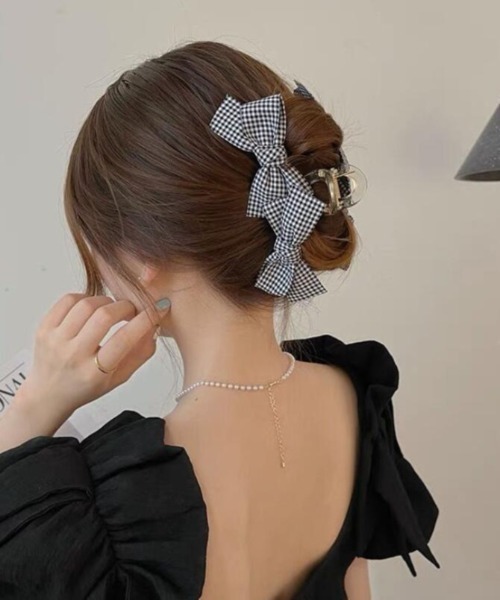 Mayree ヘアクリップ 「urge select」ギンガムチェック リボン