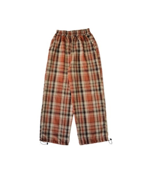 チェックシャツ／ワイドレッグパンツ セットアップ r-3793 送料無料 JMPRSヴィンテージチェック柄パンツ女性ルーズワイド