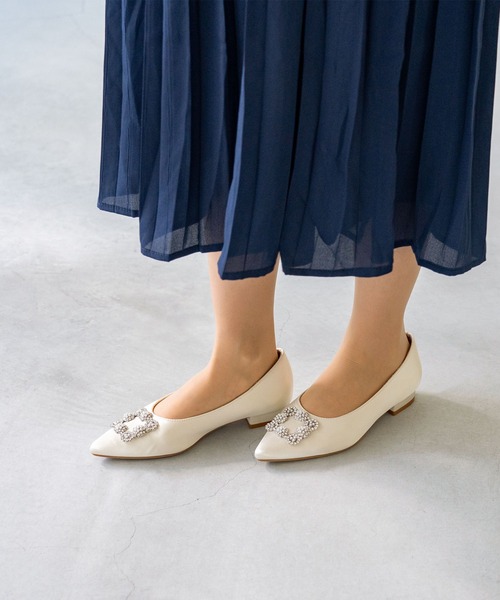 menue パンプス ビジューモチーフ ポインテッドトゥ : ZOZOTOWN