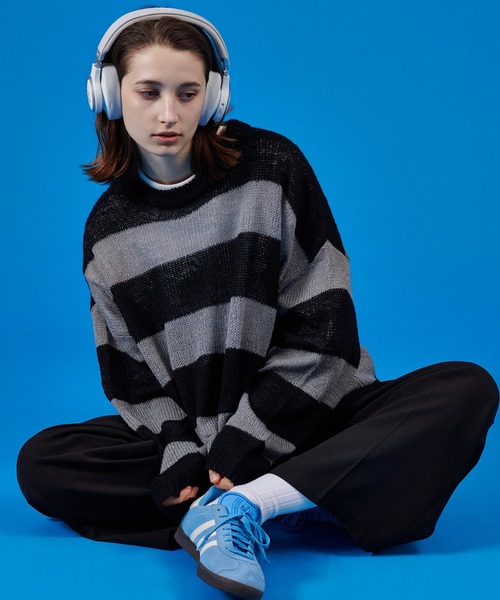【即日配送】oncilyボーダーニット ONCILY（オンシェリー） セーター ニット BORDER MESH SHEER KNIT