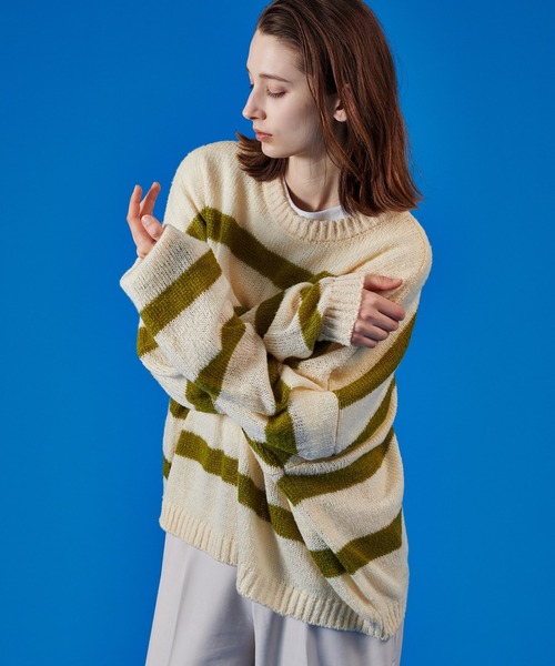 ONCILY セーター ニット BORDER MESH SHEER KNIT / ボーダー