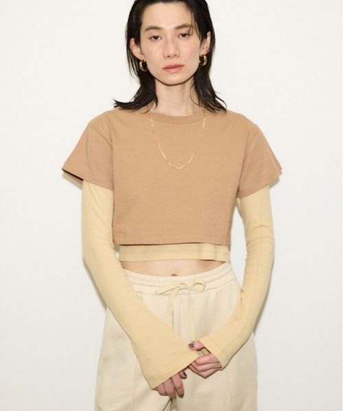 ◆24SS ODDSTUDIO Signature 2WAYレイヤードTシャツ/2色◆ THROW by SLY tシャツ 2P LAYERED TOPS ツーピー レイヤード