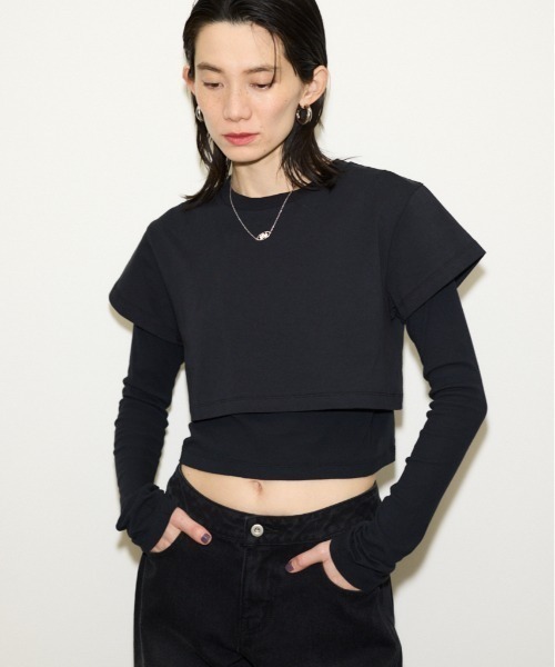 THROW by SLY tシャツ 2P LAYERED TOPS ツーピー レイヤード トップス THROW by SLY tシャツ 2P LAYERED TOPS ツーピー レイヤード トップス