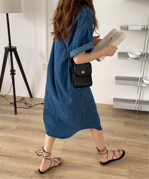 BLANC FICELLE シャツワンピース デニム シャツ襟 ワンピース