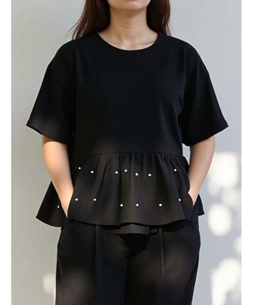 Sheller ドッキングペプラムトップス Black シップスカラーズ SHIPS Colors SHIPS Colors:〈手洗い可能