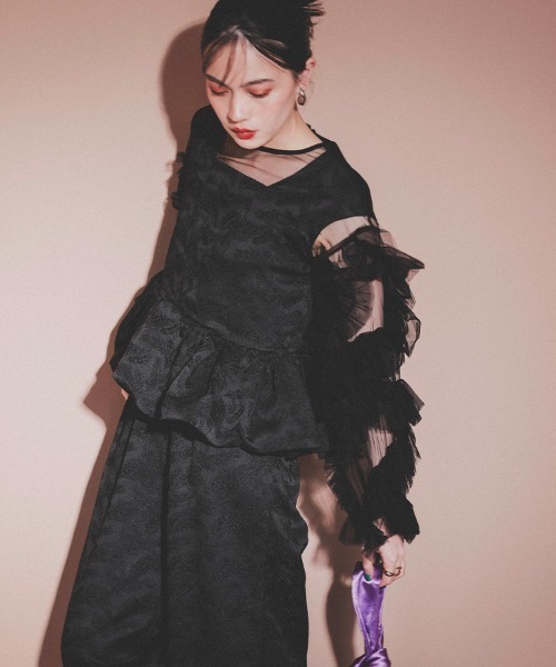 【ANDRESD】peplum setup dressパンツドレス peplum setup dress / ペプラムセットアップドレス（パンツ