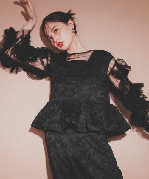 【ANDRESD】peplum setup dressパンツドレス peplum setup dress / ペプラムセットアップドレス（パンツ