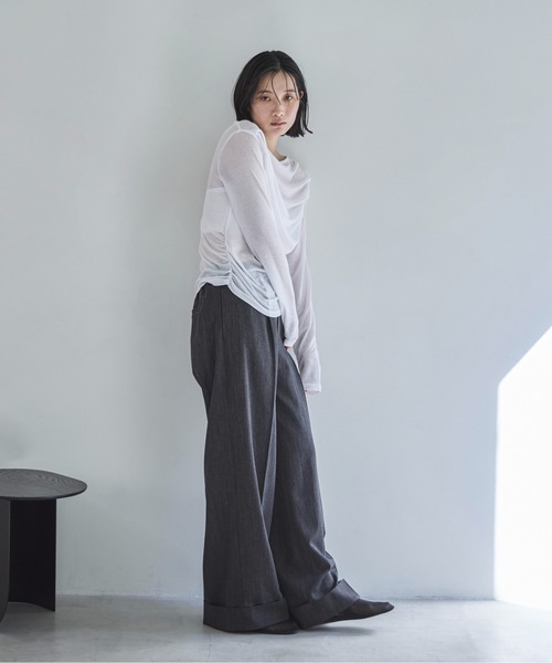 tシャツ サイドギャザーボートネックTee レディース feepur tシャツ ギャザーボートネックシアーロンTee レディース