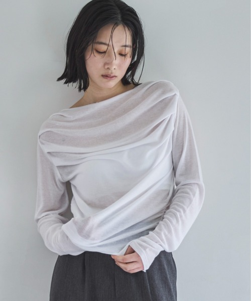 tシャツ ギャザー ヨーク ボートネック トップス レディース Ray BEAMS（レイ ビームス）ギャザー ヨーク ボートネック