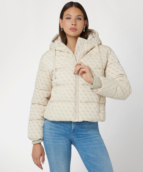 【人気投票 1~37位】ハイブランド人気ランキング！ GUESS コート アウター DAISY Puffer Logo Flock ジャケット ジャケット・アウター