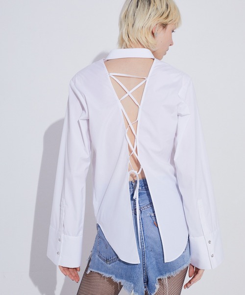 ブラウス シャツ Broad Back Lace-up Shirt レディース