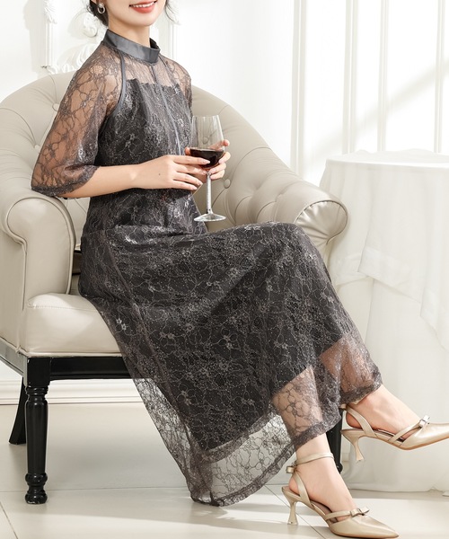 美品】フォクシー ワンピースドレス フレア ひざ丈 グログランリボン