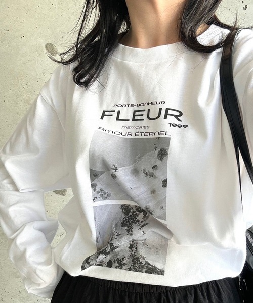 tシャツ FLEURフォトプリントロングTシャツ レディース : ZOZOTOWN