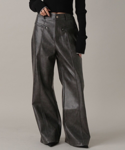CHAMPION RIVETTS ビンテージ　レザーパンツ　フレア FOREVER21 パンツ 「2024FW」レザーフレアパンツ レディース