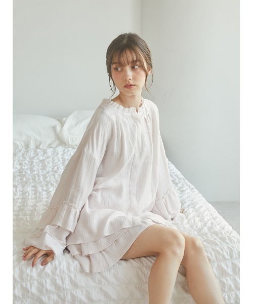 gelato pique 【SPRING】フリルブラウス&ショートパンツセット gelato pique パジャマ ルームウェア 「SPRING」フリルブラウス
