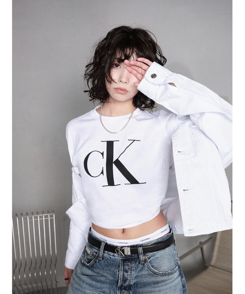 【 】★CK ロゴプリントボクシーTシャツ★送料無料 Calvin Klein tシャツ CK ロゴ ボクシーTシャツ レディース
