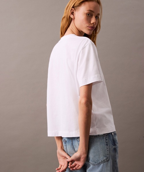 Calvin Klein tシャツ CK ロゴ ボクシーTシャツ レディース