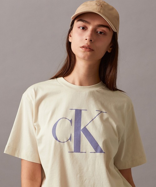Calvin Klein tシャツ CK ロゴ ボクシーTシャツ レディース
