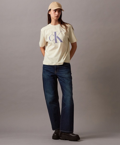 Calvin Klein tシャツ CK ロゴ ボクシーTシャツ レディース