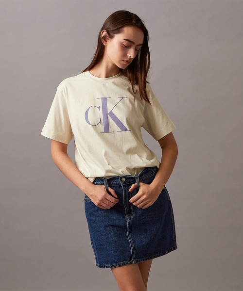 Calvin Klein tシャツ CK ロゴ ボクシーTシャツ レディース