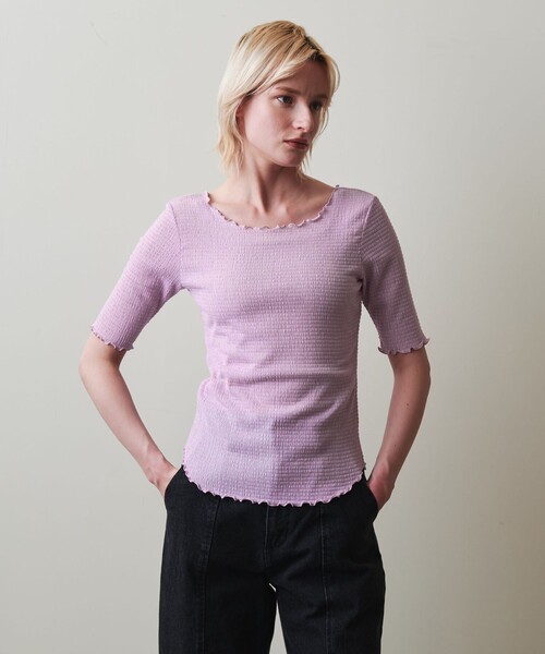 tシャツ 「Steven Alan」クレープ ハーフスリーブ プルオーバー レディース