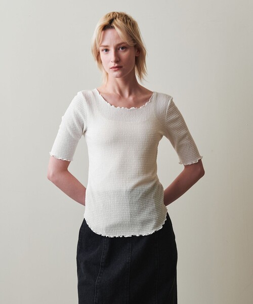 tシャツ 「Steven Alan」クレープ ハーフスリーブ プルオーバー レディース STEVEN ALAN tシャツ 「Steven Alan」クレープ ハーフスリーブ