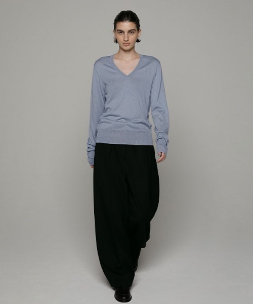 SANTE by ETRE TOKYO ヘアリーシルクＶネックニットプルオーバー SANTEヘアリーシルクVネックニットプルオーバー(F OFF WHITE