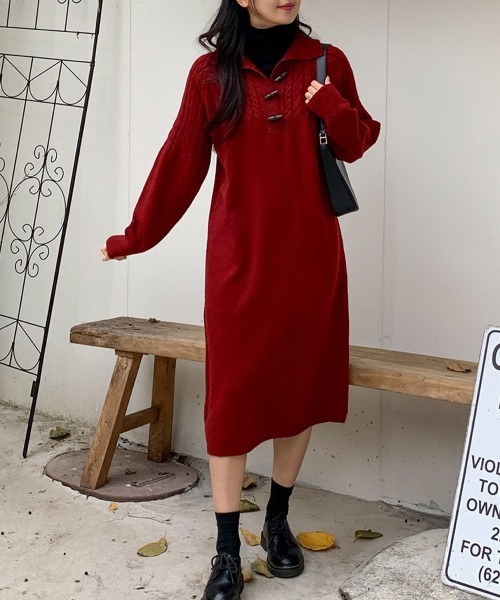 VIVID LADY」 ニットワンピース FREE レッド レディース : ZOZOTOWN