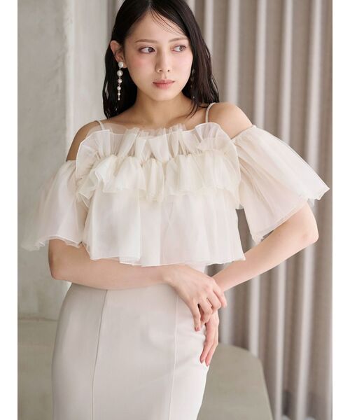 MERCURYDUO ブラウス シャツ チュールフリルトップス レディース