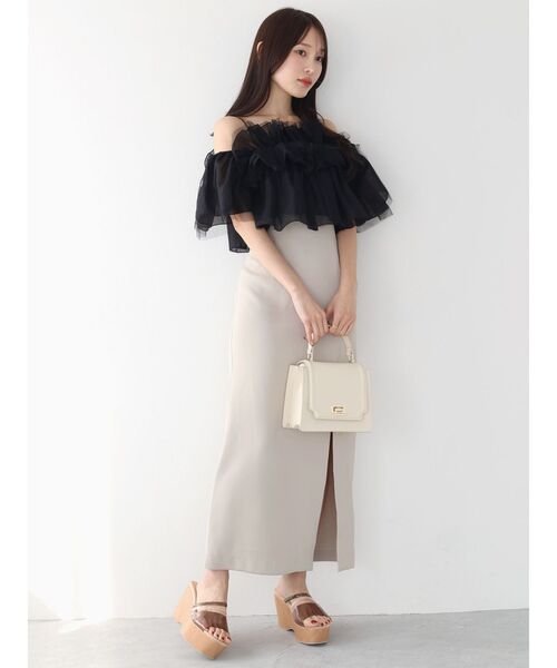 チュールフリルトップス MERCURYDUO MERCURYDUO ブラウス シャツ チュールフリルトップス レディース