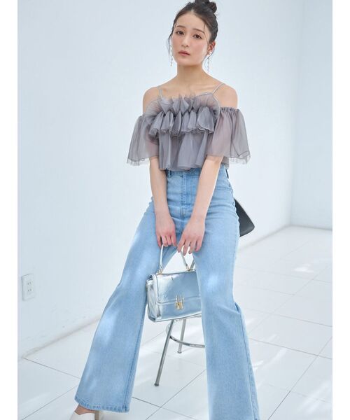 MERCURYDUO ブラウス シャツ チュールフリルトップス レディース