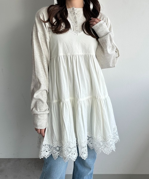 apres jour mignon チュニック コットンレースキャミチュニック
