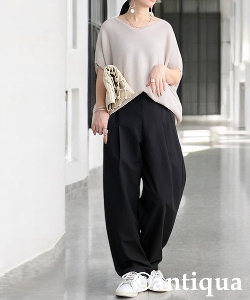 【antiqua】最終 リネンCafepants♡新品未使用  ★ antiqua ブラウス シャツ 麻100%リネンシャツ レディース