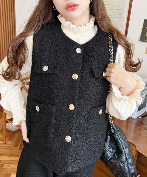 ジャーナルスタンダード　オーナメントボタンノーカラーベスト オーナメントボタンノーカラーベスト | ジャーナルスタンダード