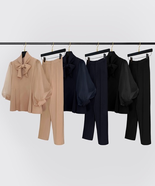 パンツドレス リボン取り外し可能なセットアップ パンツドレスの画像