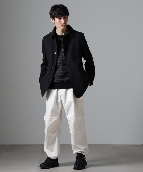 ナノユニバース シアー ストライプ タックスリーブ ブラウス