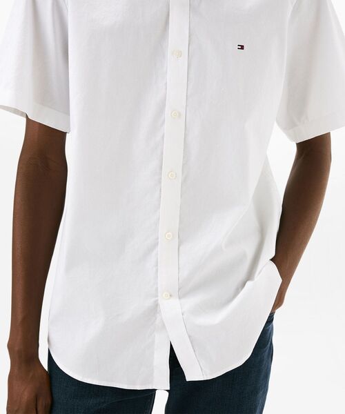 Style Eyes ホワイトショートスリーブシャツ M TOMMY HILFIGER シャツ ライトウェイトオックスフォードソリッド