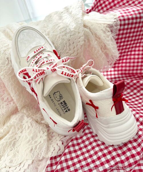 追跡有★ハローキティ 2WAY リボン ホワイト ピンク スニーカー キッズスニーカー19.5cmピンク女の子ハローキティかわいいキッズ