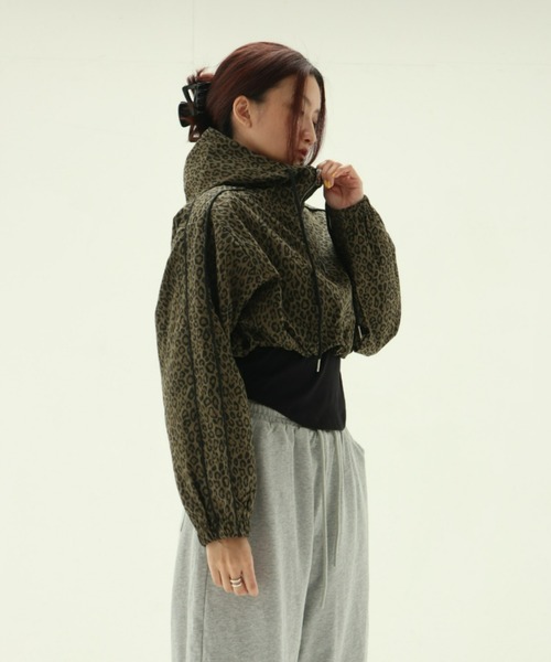FIG&VIPER パーカー レオパードZIPショートフーディ レディース