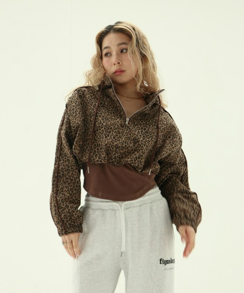 FIG&VIPER パーカー レオパードZIPショートフーディ レディース