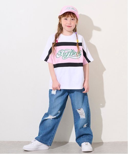 X-girl Stages パンツ ダメージ加工デニムパンツ キッズ 子供服