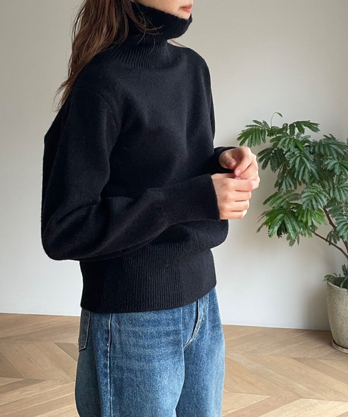 「CANAL JEAN」 タートルネックニット ONE SIZE ライトグリーン レディース_画像2