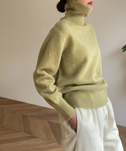 「CANAL JEAN」 タートルネックニット ONE SIZE ライトグリーン レディース_画像5
