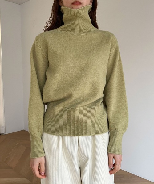 「CANAL JEAN」 タートルネックニット ONE SIZE ライトグリーン レディース_画像8