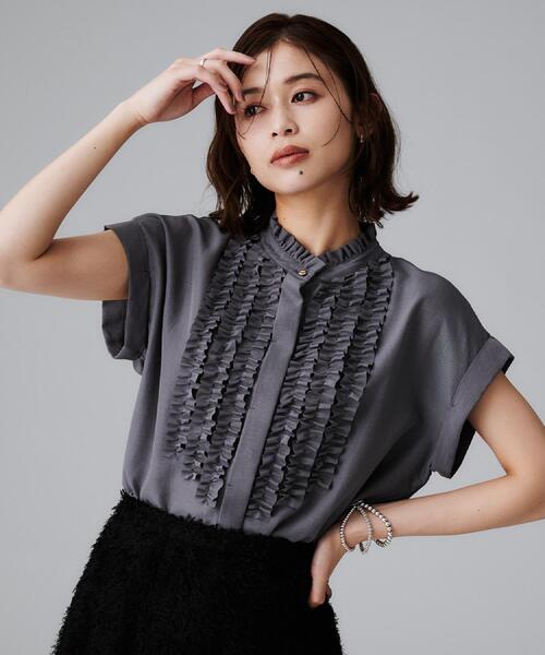 ブラウス シャツ 「洗える」フリルネックスタンド ブラウス レディース any SiS ブラウス シャツ 「洗える」フリルネックスタンド