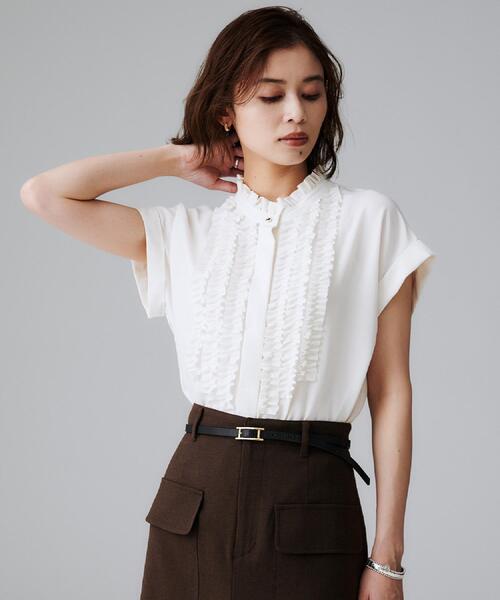 ブラウス シャツ スタンドフリルネックブラウス レディース 楽天市場】【OUTLET SALE】ブラウス《フリルスタンドカラー