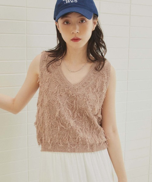 archives ベスト ジレ 2WAYフリンジニットベスト レディース